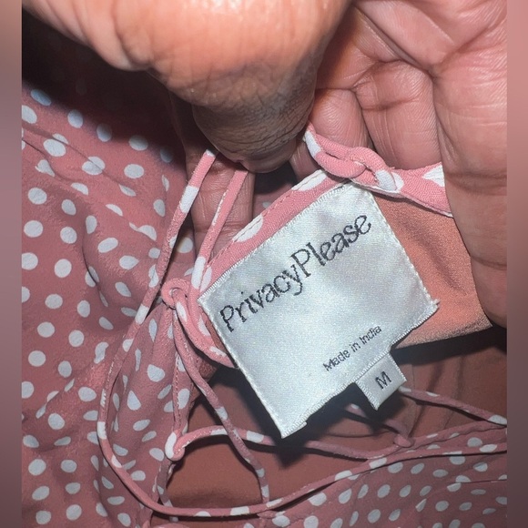Privacy Please Blush Polka Dot Backless Lace Up Mini Dress size Medium - Picture 6 of 6